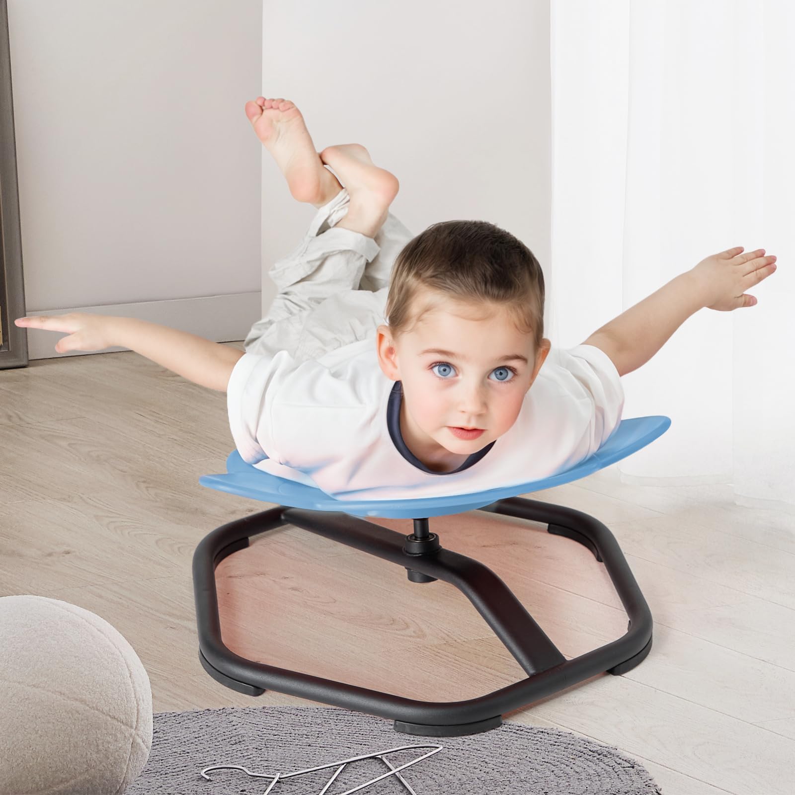 safisipapa Kids Sensory Swivel Chair Autism Spinning Chair for Kids Sensory Sensory Toy Chair Training Body Coordination (Blue)