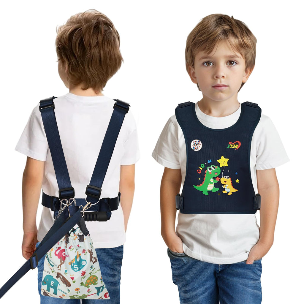 JXM Safety Harness for Active Childs with Quick Grab Handle Teens Youth Secure Walking Harness with Autism Awareness and Pouch Adjustable Tether Leash for Autism ADHD Special Needs Child Kids